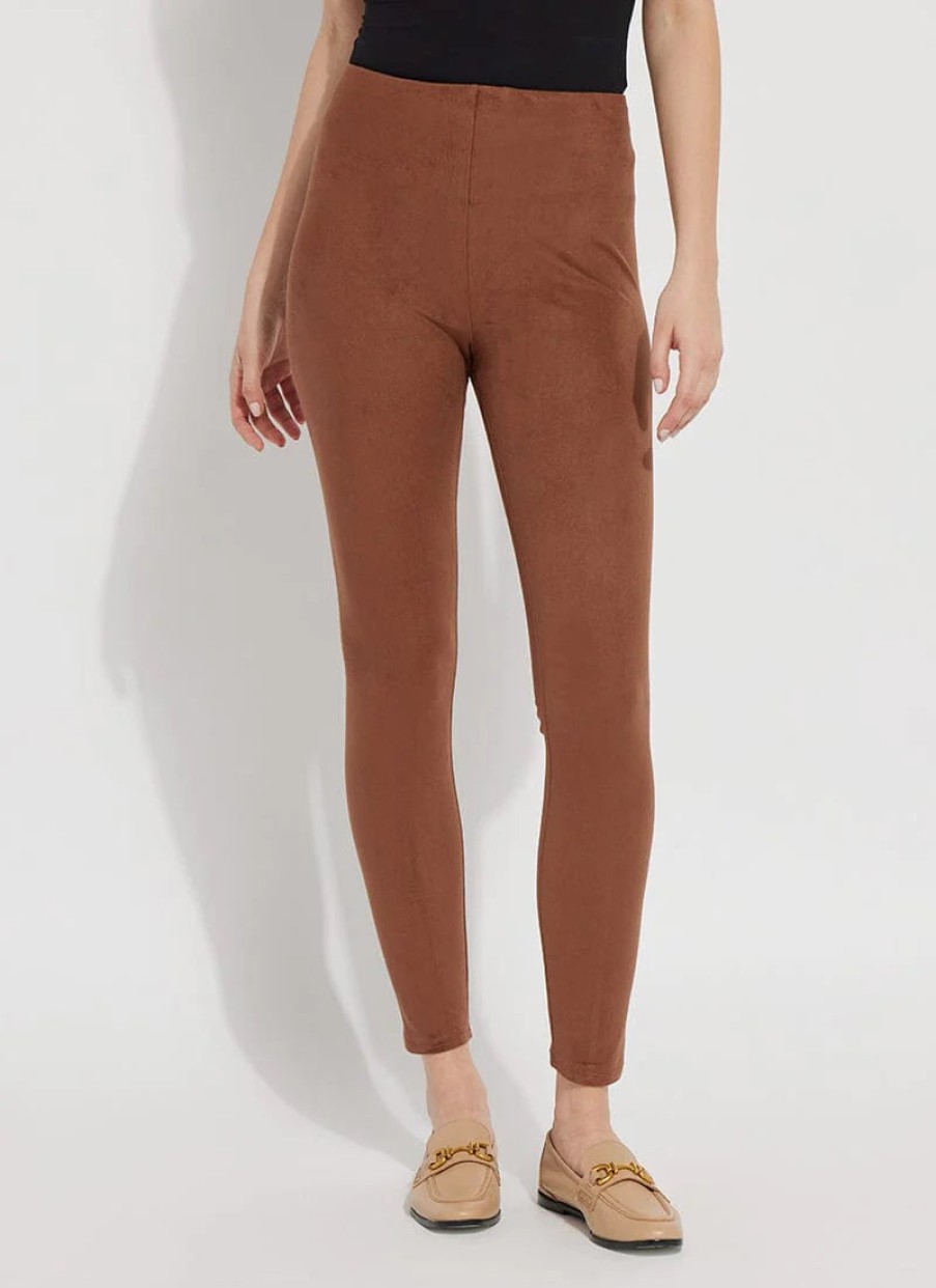 LYSSE Hi Waist Suede Legging In Whiskey Athelisure