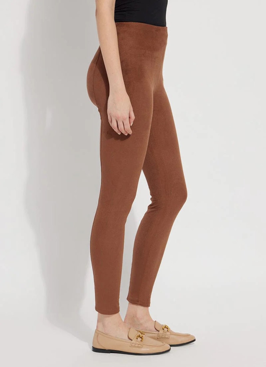 LYSSE Hi Waist Suede Legging In Whiskey Athelisure