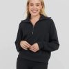 SPANX Airessentials Half-Zip Pullover In Very Black Athelisure