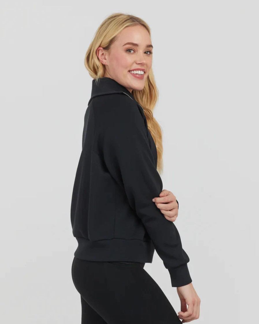 SPANX Airessentials Half-Zip Pullover In Very Black Athelisure