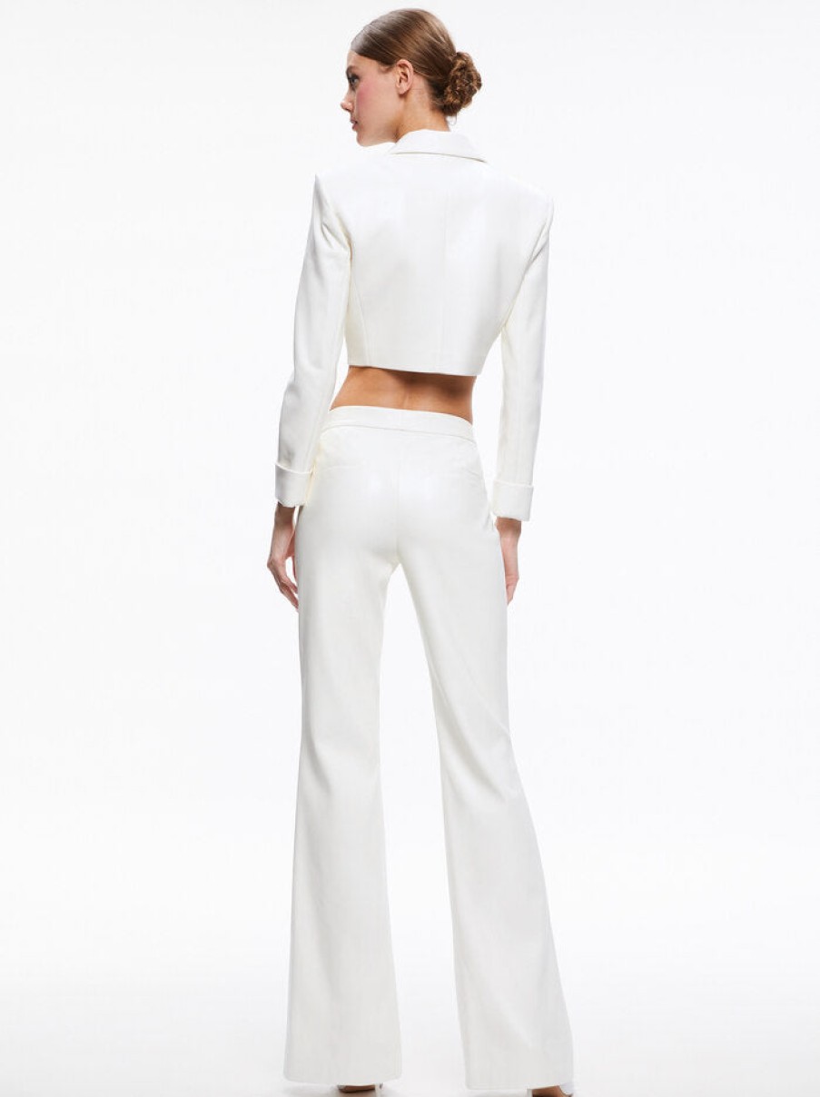 ALICE OLIVIA Walker Vegan Leather Front Slit Pant Bottoms