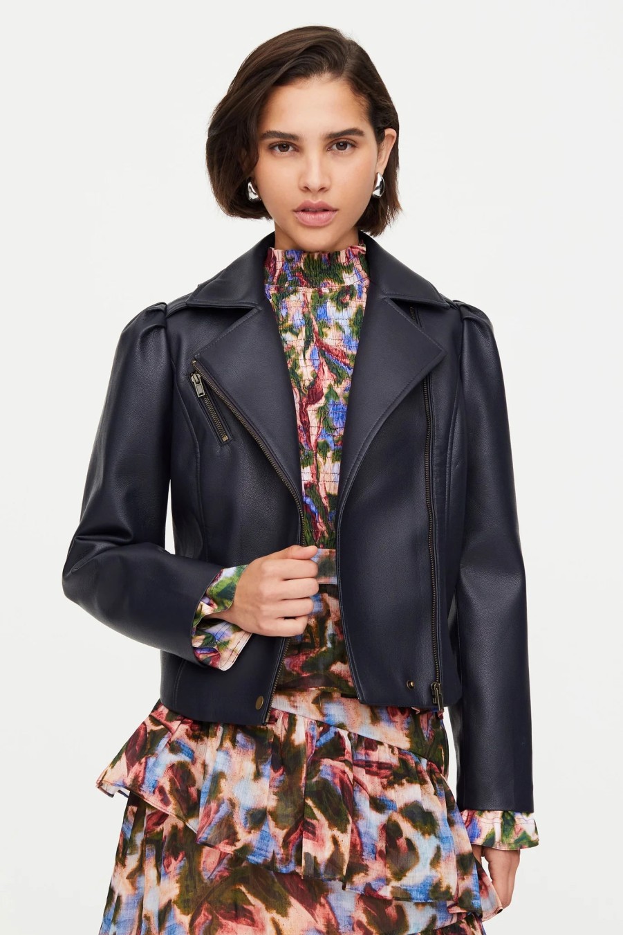 MARIE OLIVER Maeve Moto Jacket In Midnight Outerwear