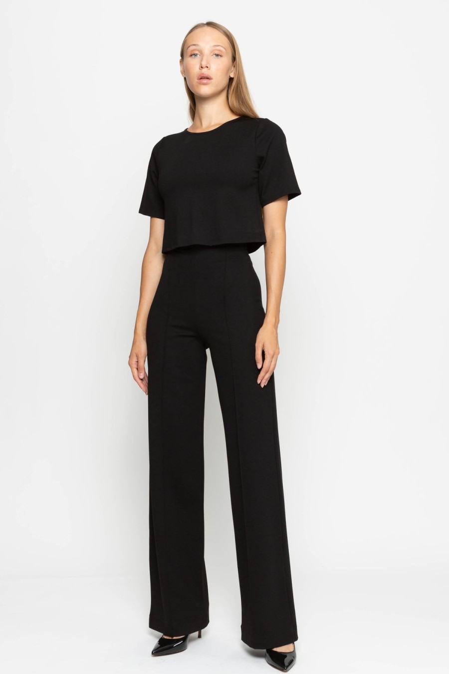 RIPLEY RADER Ponte Knit Straight Leg Pant In Black Matching Sets