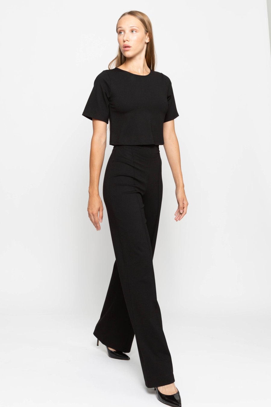 RIPLEY RADER Ponte Knit Straight Leg Pant In Black Matching Sets