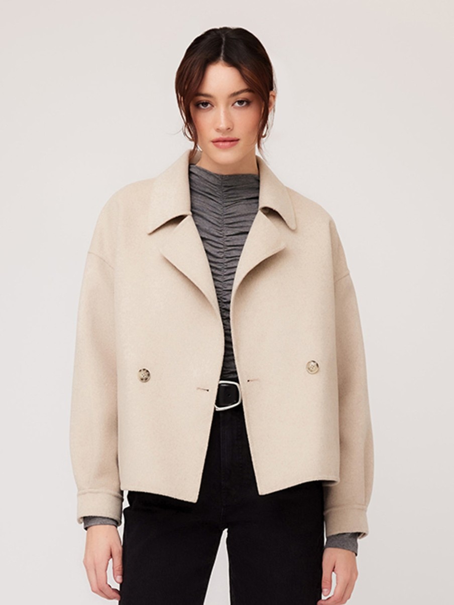 FIFTEEN TWENTY Cropped Jacket In Sand Outerwear