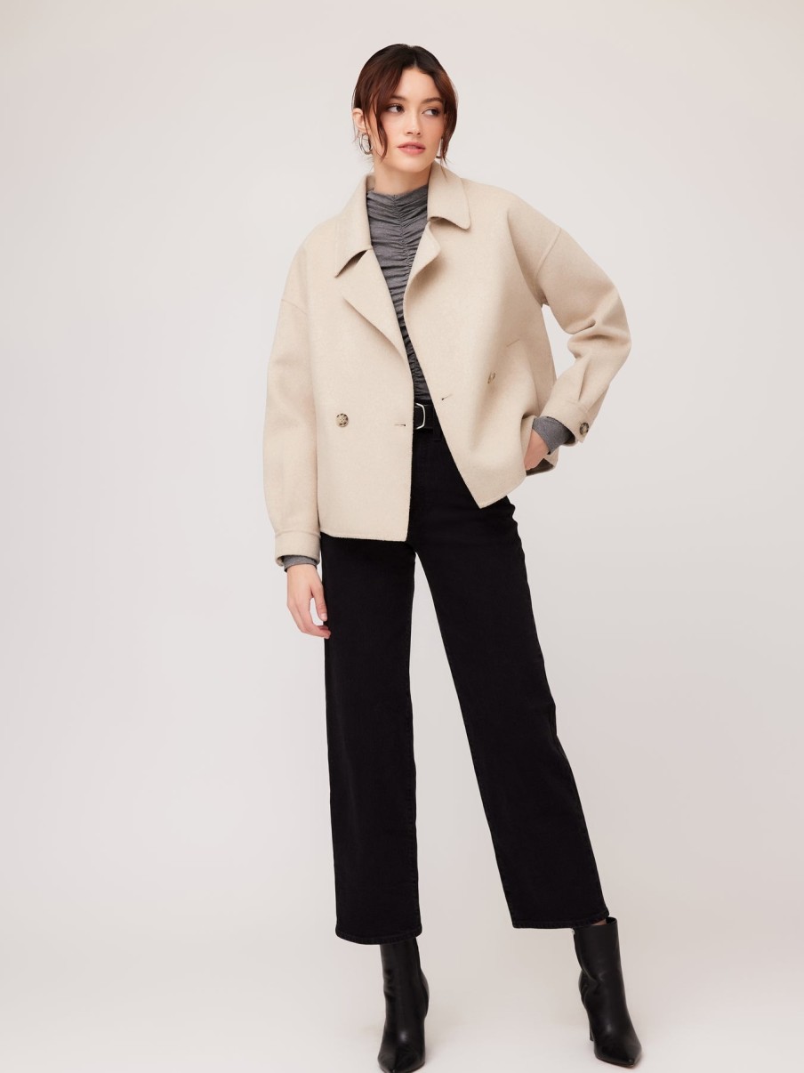 FIFTEEN TWENTY Cropped Jacket In Sand Outerwear