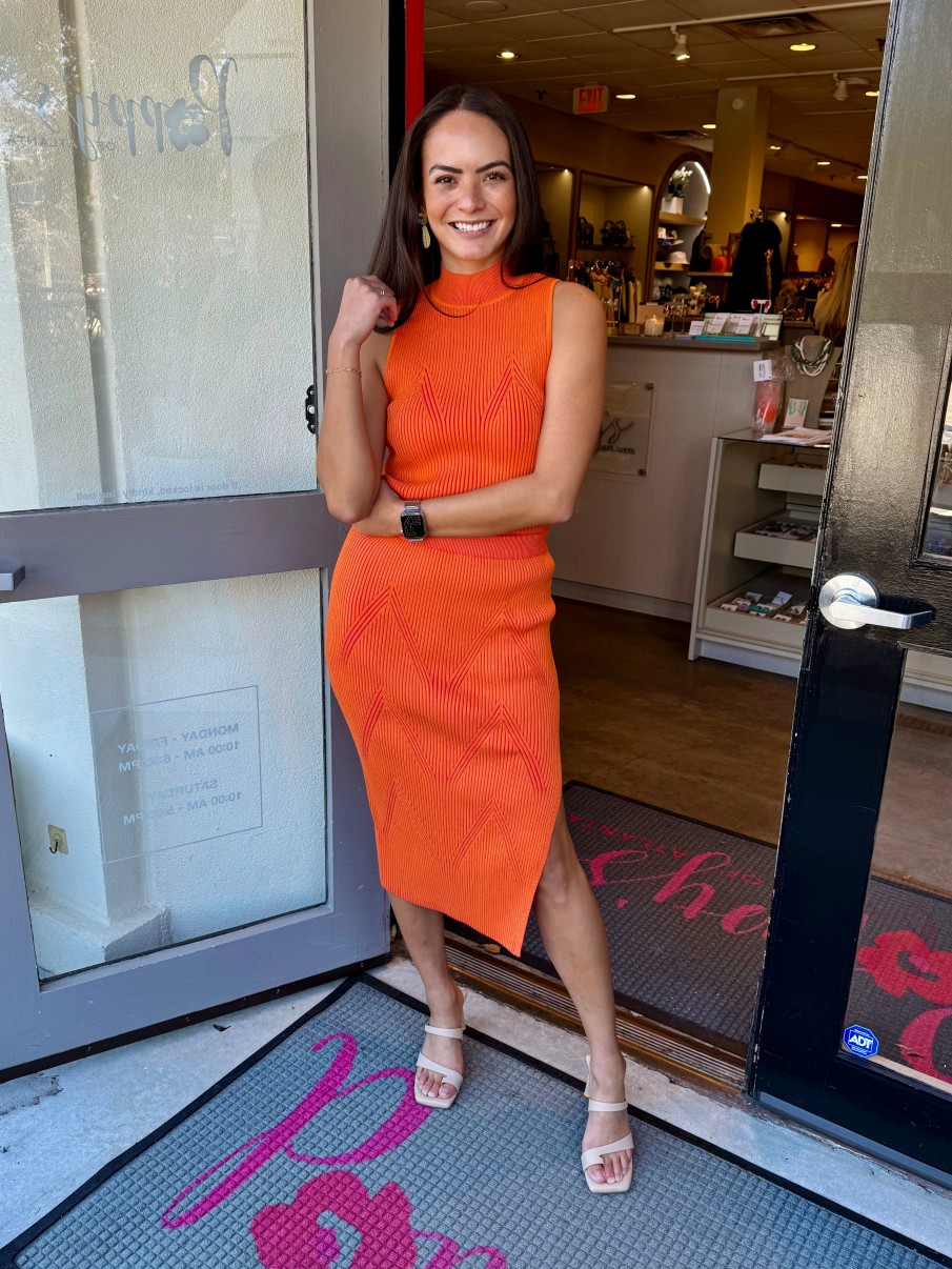 Milly Plaited Midi Skirt In Pink/Coral Matching Sets