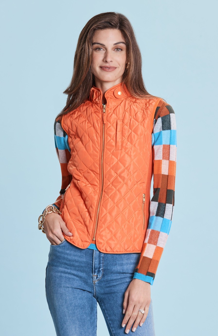 TYLER BOE Moto Quilted Vest In Sunset Outerwear