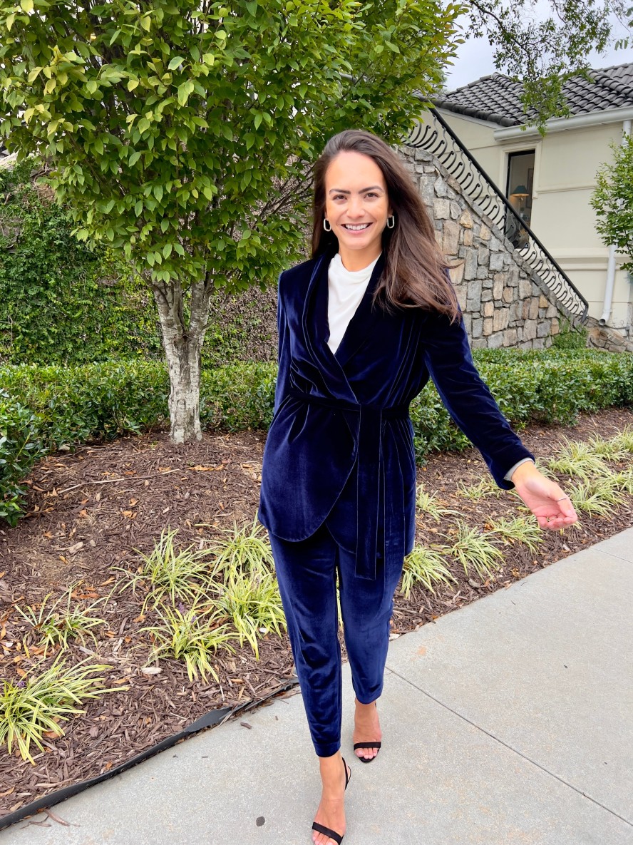 212 Goods Christie Velvet Jacket In Navy Matching Sets