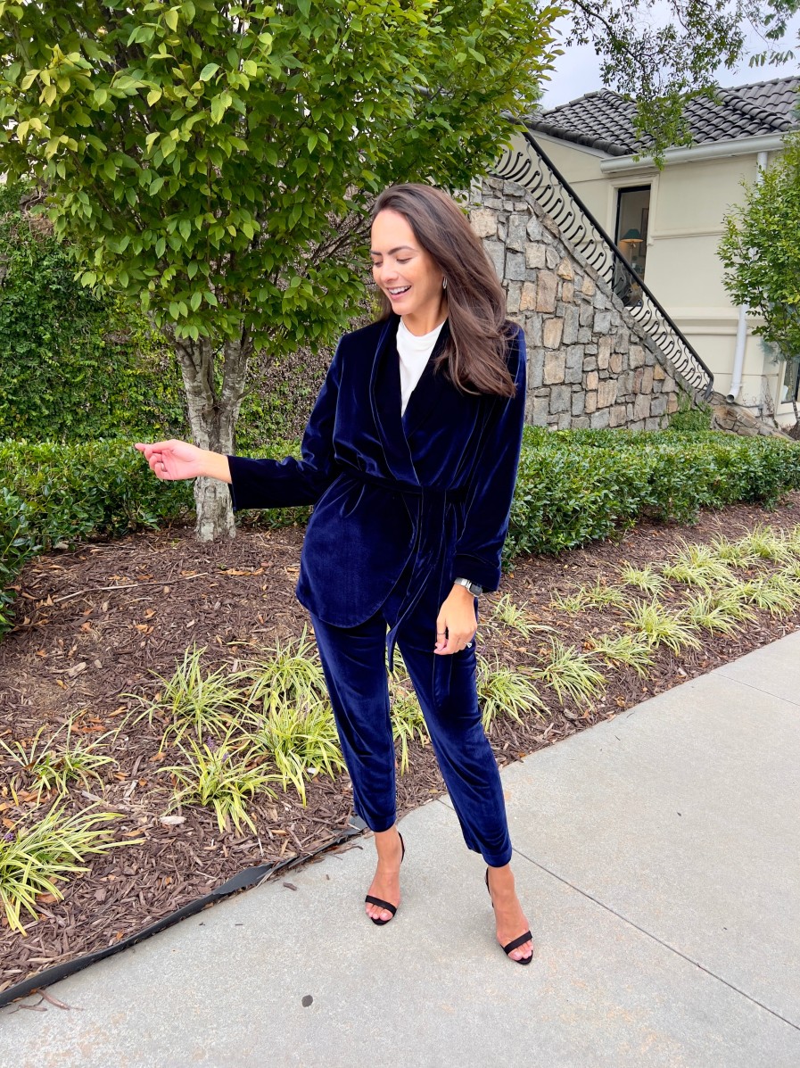 212 Goods Christie Velvet Jacket In Navy Matching Sets