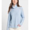 KINROSS CASHMERE Plaited Funnel Sweater In Coastal Pearl Tops