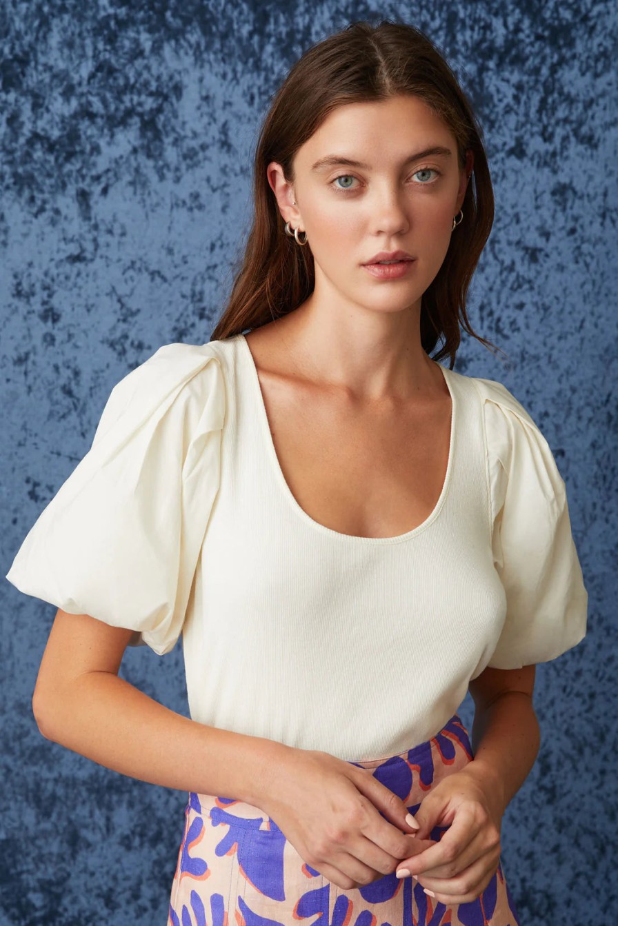 MARIE OLIVER Leigh Top In Blanc *Final Sale* Tops