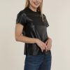 DOLCE CABO Vegan Leather Tee In Black Tops