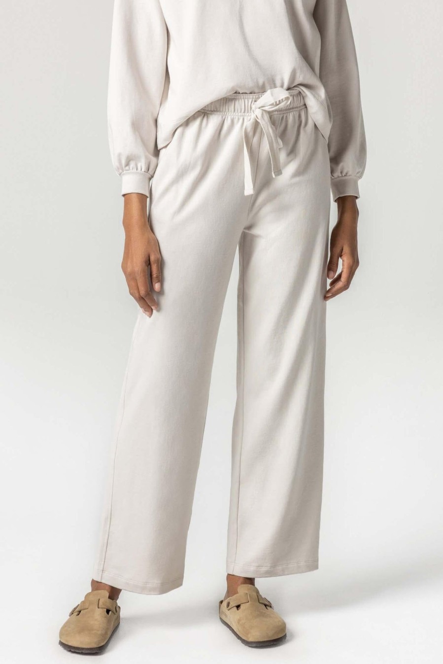 LILLA P Drawcord Pant In Alabaster Athelisure