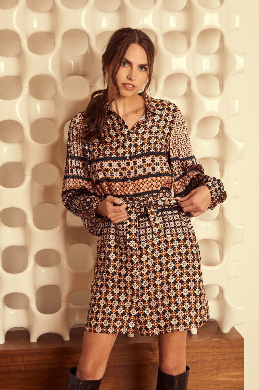 CABALLERO Austin Dress In Autumn Tile Dress Shop