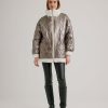 NIKKI JONES Reversible Faux Fur Lined Jacket In Pewter Vanilla Outerwear