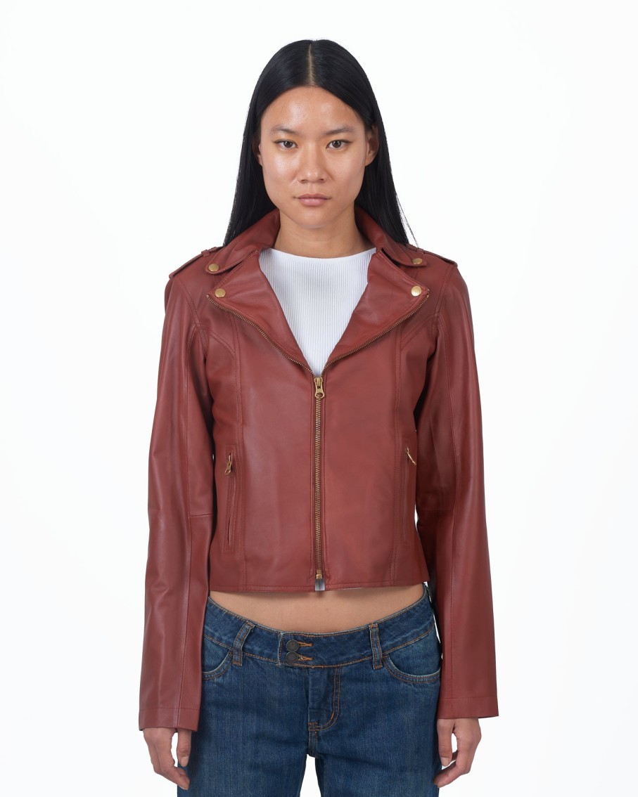 JAKETT Millie Leather Jacket In Salsa Outerwear