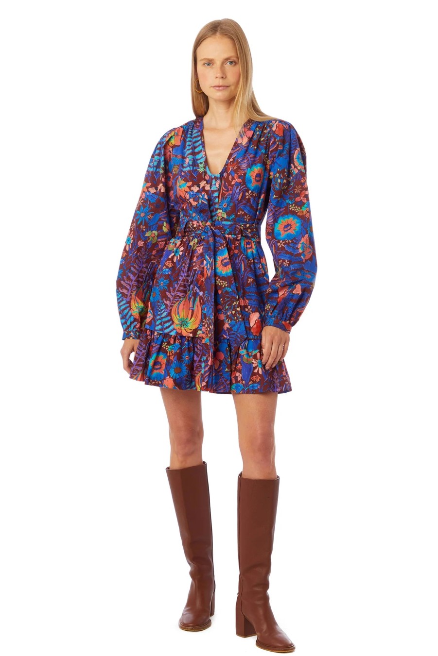 MARIE OLIVER Dedra Dress In Peacock Floral Dress Shop