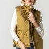 LILLA P Reversible Snap Front Vest In Antique Gold Outerwear