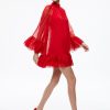 ALICE OLIVIA Erna Cape Sleeve Dress In Red Dress Shop