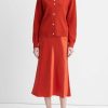 VINCE Wool-Cashmere High Button Cardigan In Vermillion Matching Sets