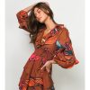 HUTCH Breonna Dress In Copper Leaves Dress Shop