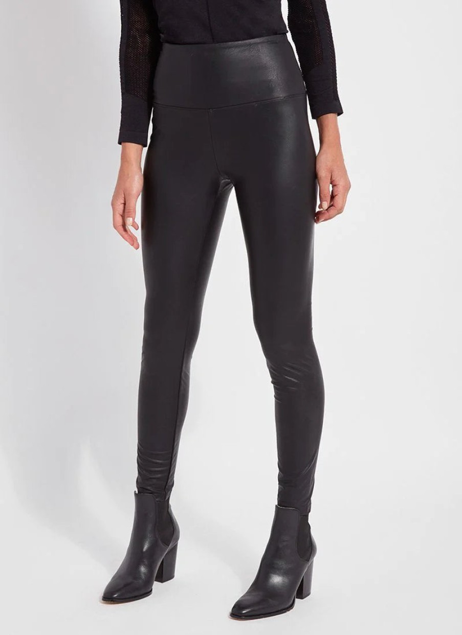 LYSSE Textured Vegan Leather Legging In Black Athelisure