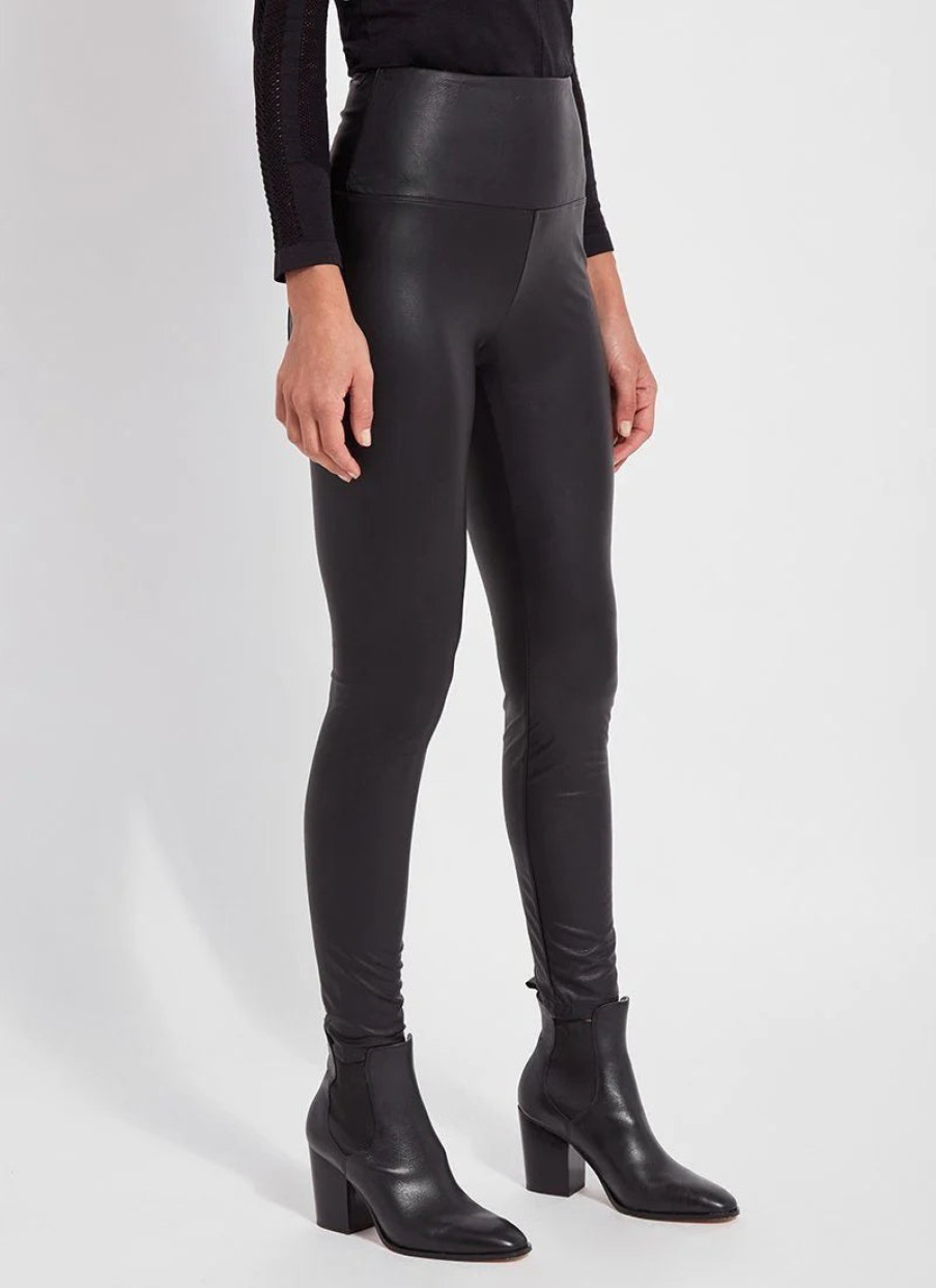 LYSSE Textured Vegan Leather Legging In Black Athelisure