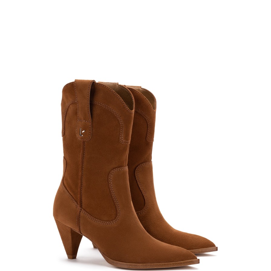 Larroude Thelma Boot In Tobacco Suede Boots And Booties