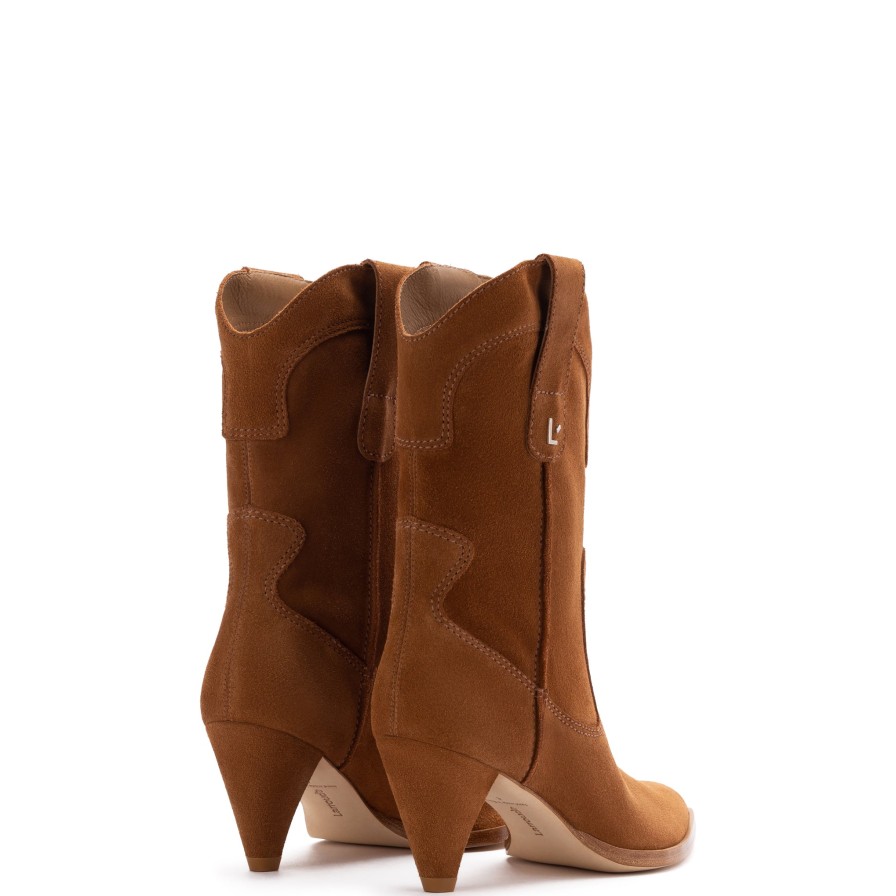 Larroude Thelma Boot In Tobacco Suede Boots And Booties