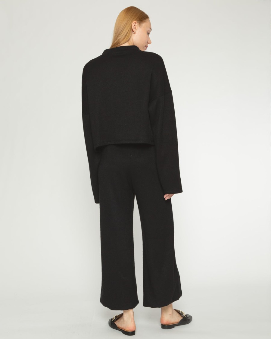 RIPLEY RADER Cashmere-Like Wide Leg Pant In Black Bottoms