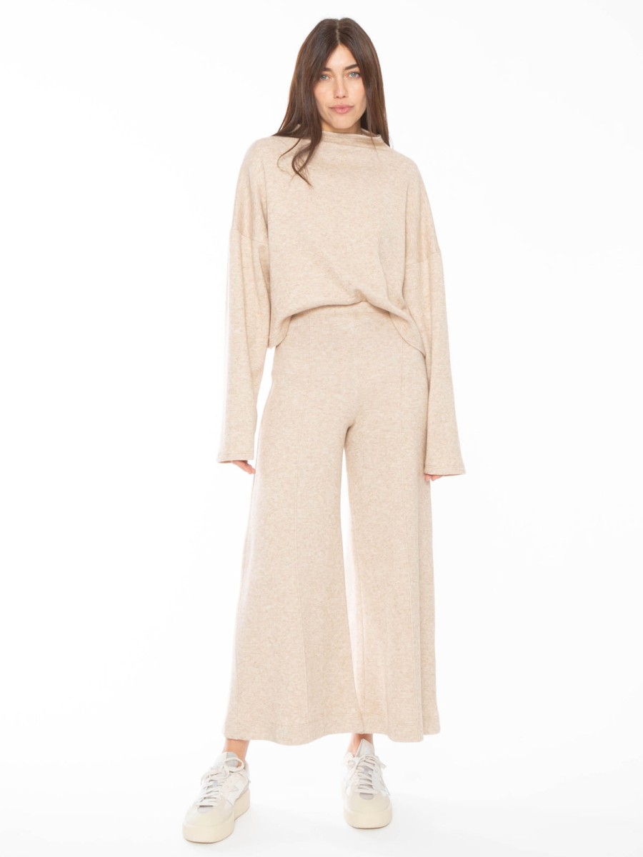 RIPLEY RADER Cashmere-Like Wide Leg Pant In Oatmeal Bottoms