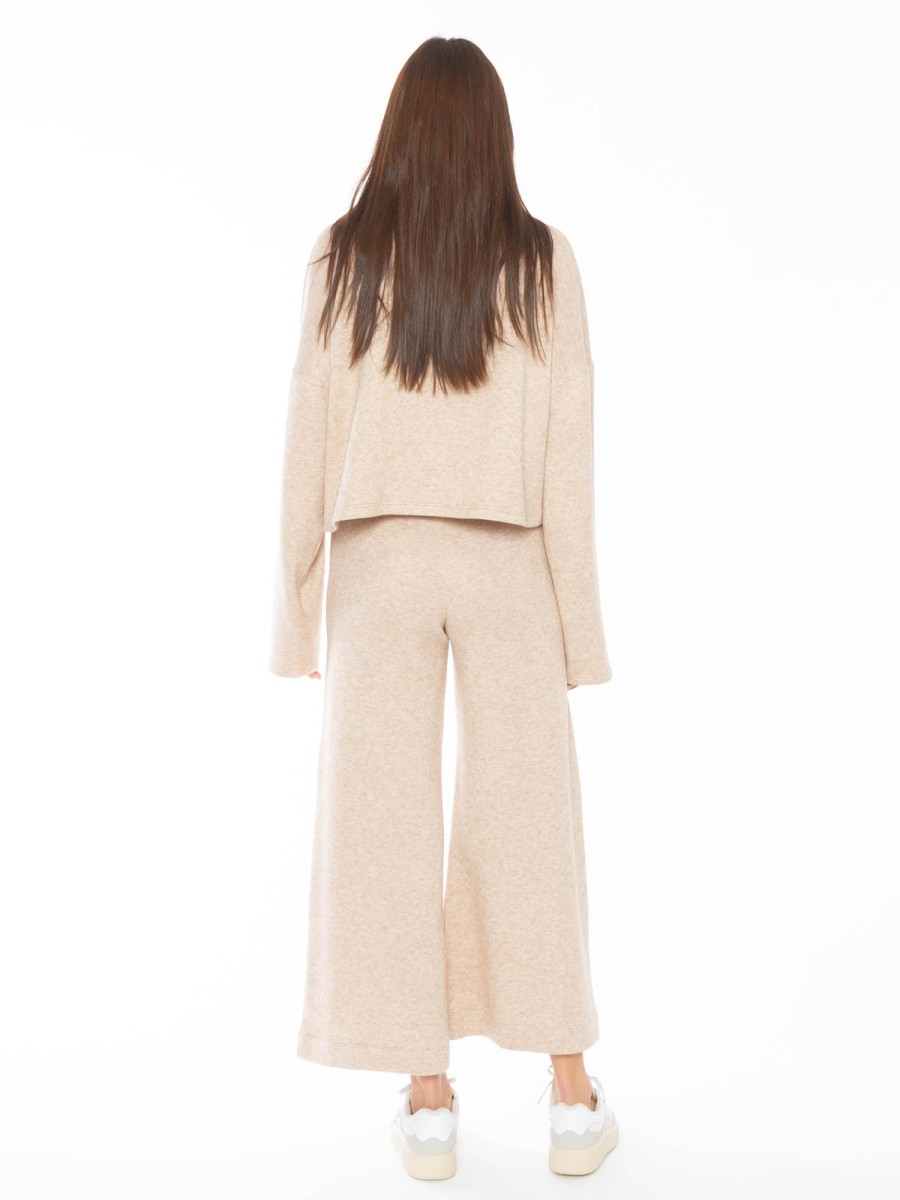 RIPLEY RADER Cashmere-Like Wide Leg Pant In Oatmeal Bottoms