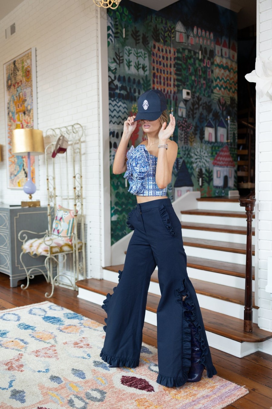 NEUBYRNE Penny Pant In Navy Faille *Final Sale* Bottoms