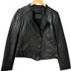 11 UPTOWN Collarless Leather Jacket In Black Outerwear