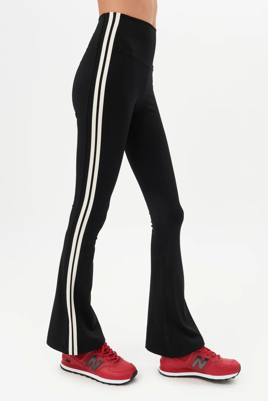 SPLITS59 High Waist Techflex Flare In Black/White Athelisure