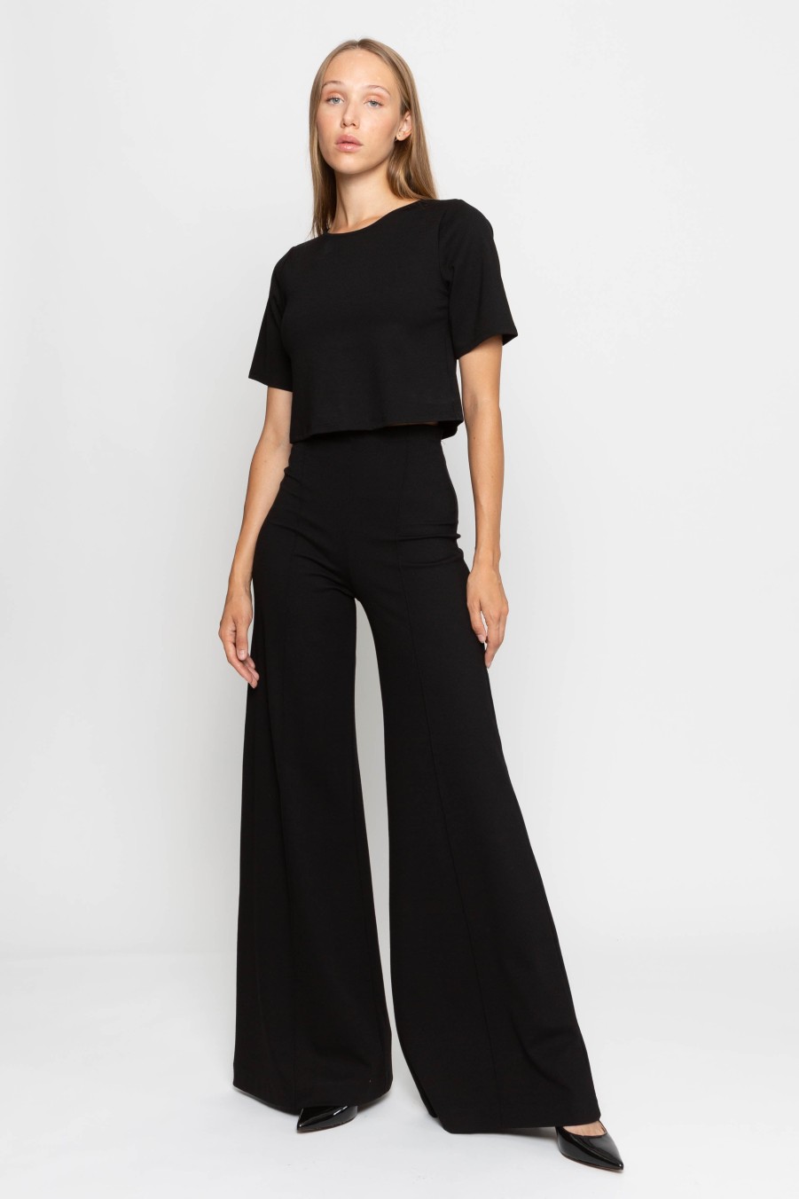 RIPLEY RADER Ponte Knit Wide Leg Pant In Black Matching Sets