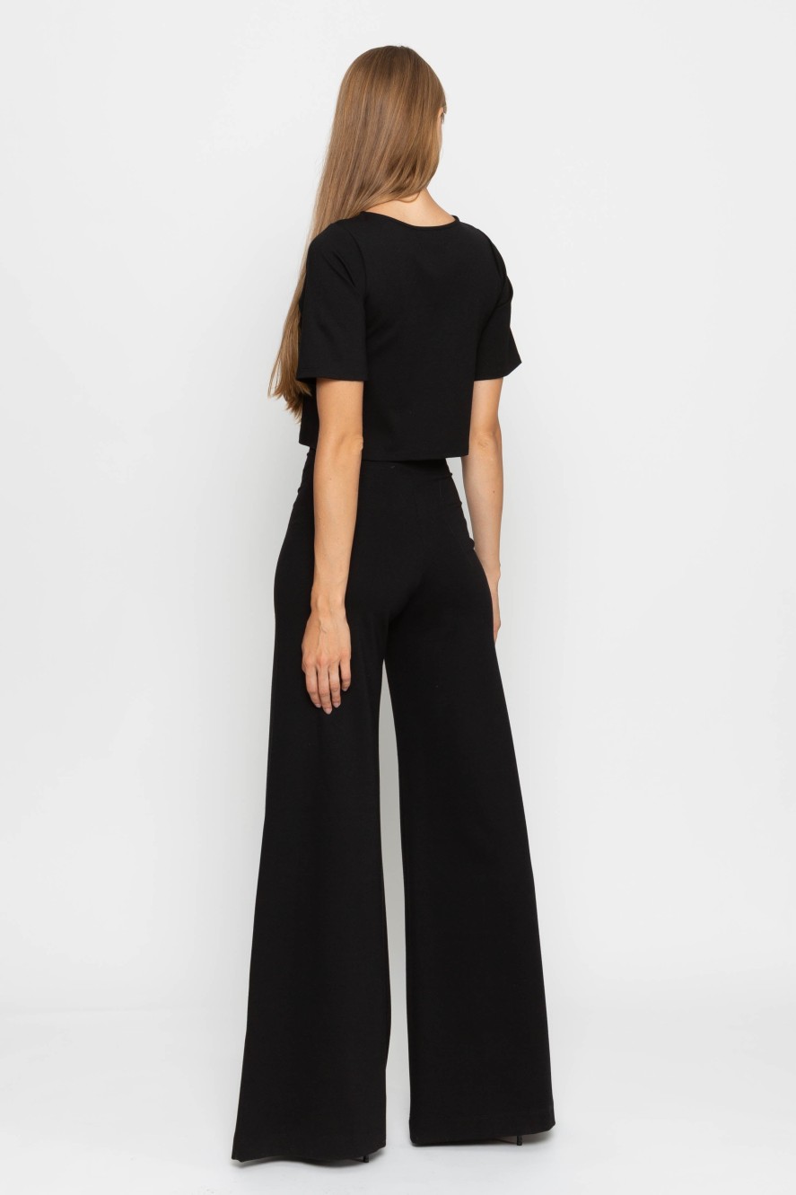 RIPLEY RADER Ponte Knit Wide Leg Pant In Black Matching Sets