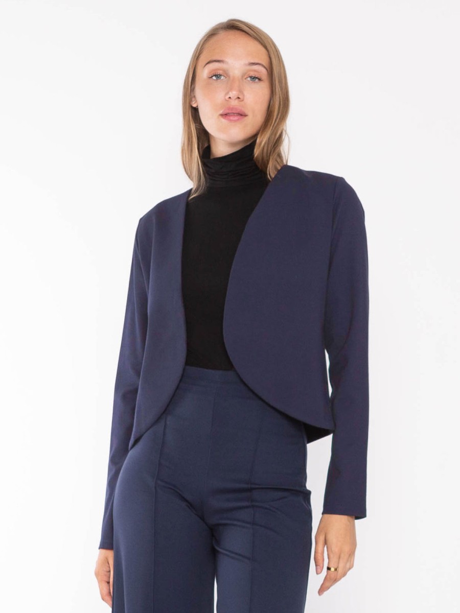 RIPLEY RADER Ponte Knit Bolero Blazer In Navy Matching Sets