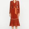 MARIE OLIVER Ruthie Velvet Dress In Chestnut Dress Shop