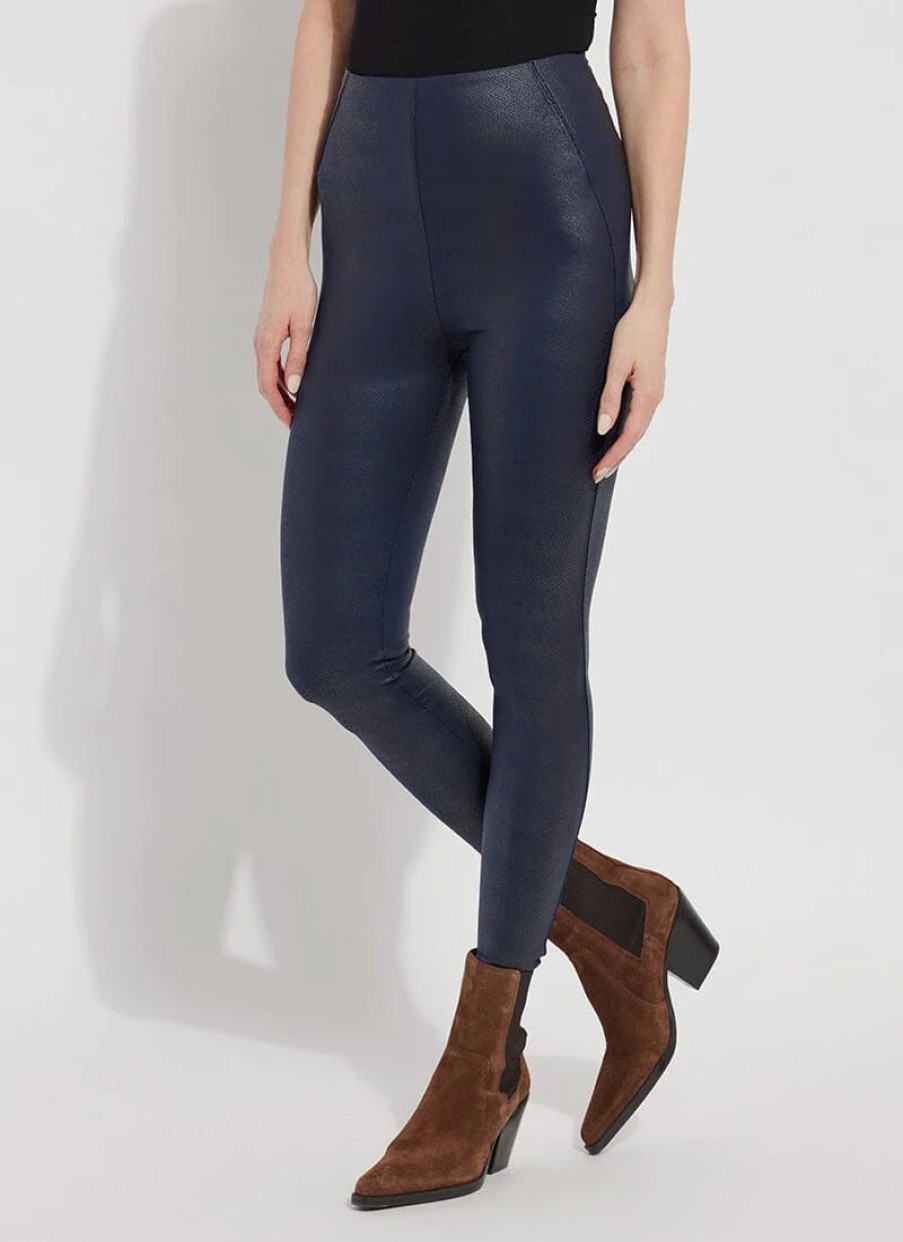 LYSSE Patterned Matilda Foil Legging In True Navy Snake Athelisure