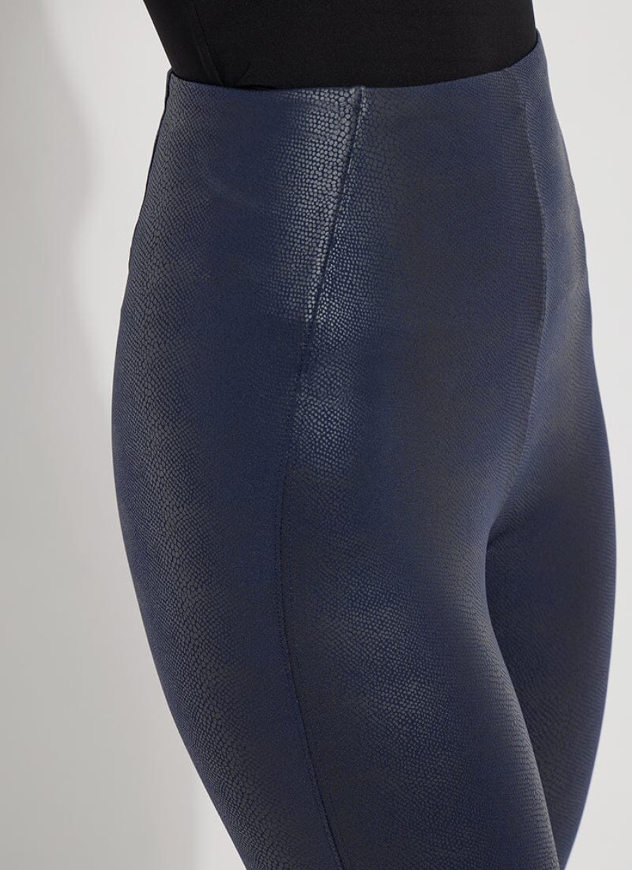 LYSSE Patterned Matilda Foil Legging In True Navy Snake Athelisure