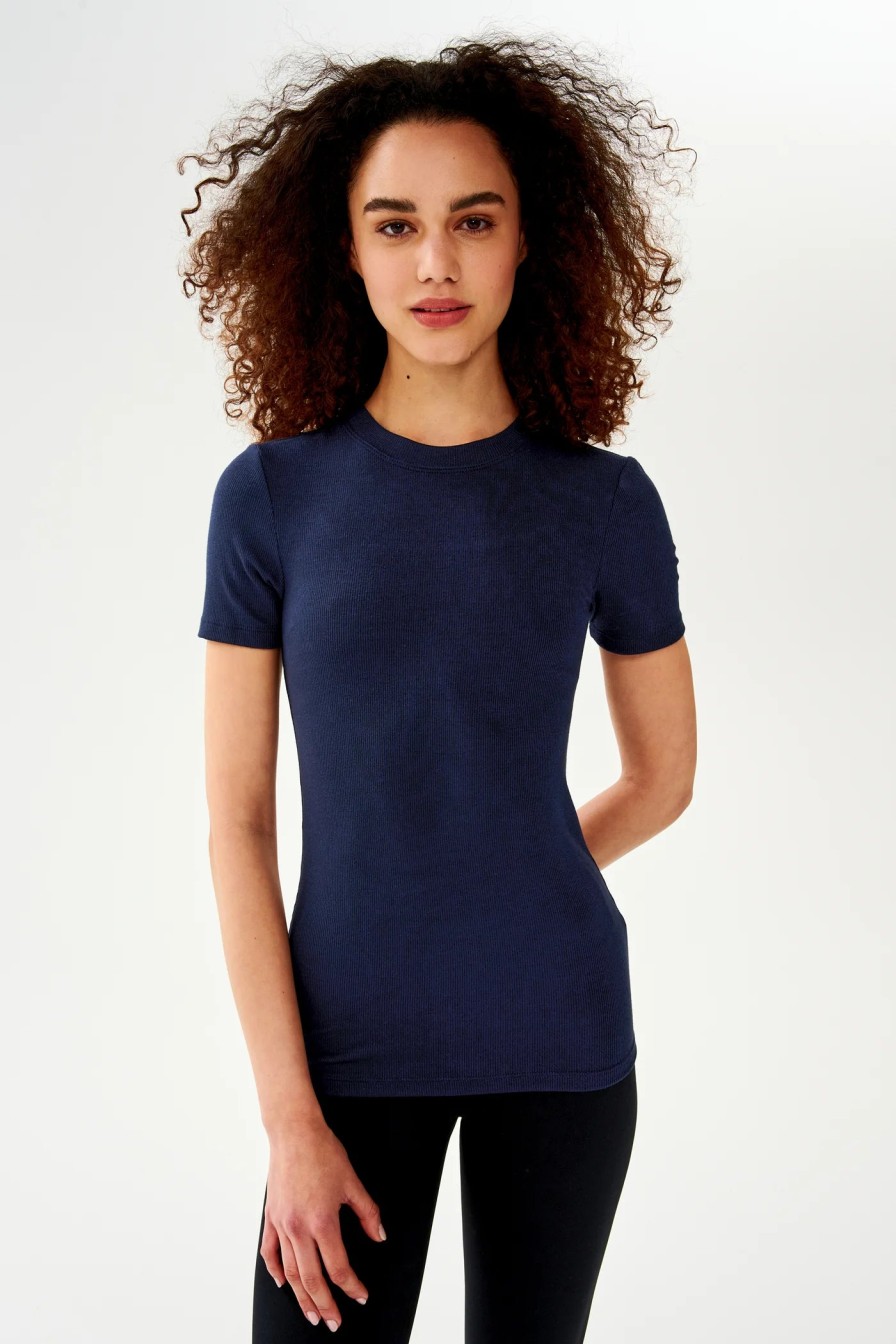 SPLITS59 Louise Rib Tee In Indigo Matching Sets