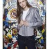 JAKETT Sadie Patina Leather Jacket In Steel Grey Tops