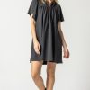 LILLA P Flutter Sleeve Split Neck Dress In Black *Final Sale* Dress Shop