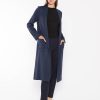 RIPLEY RADER Ponte Knit Duster Jacket In Navy Outerwear