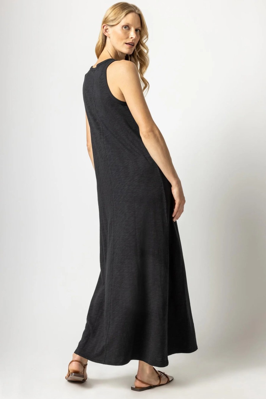 LILLA P Maxi Tank Dress In Black Dress Shop