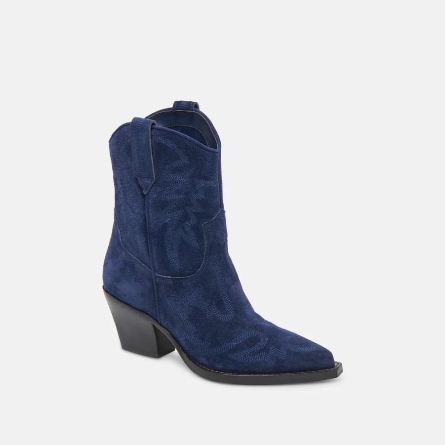 DOLCE VITA Runa Western Boot In Royal Blue Suede Boots And Booties