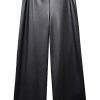 FIFTEEN TWENTY Vegan Leather Wide Leg Crop Pant In Black Bottoms