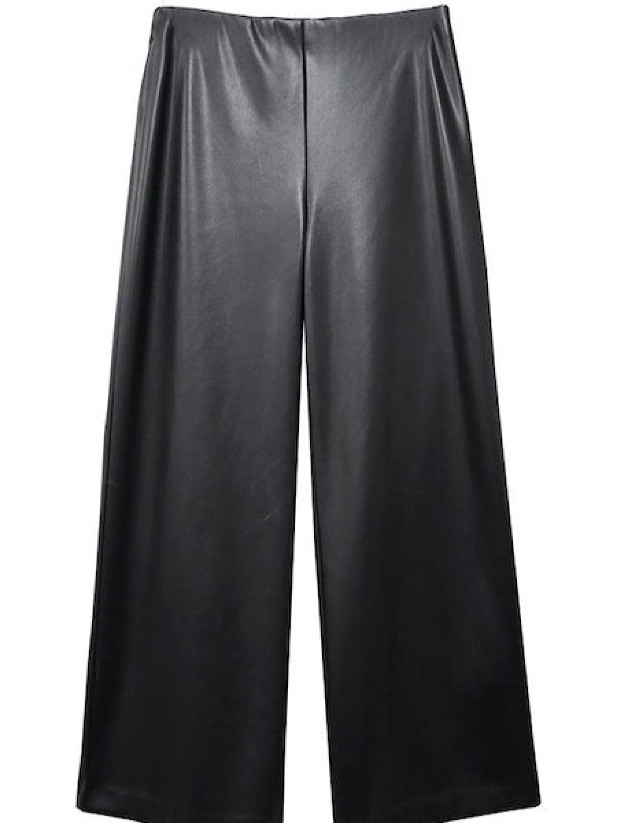 FIFTEEN TWENTY Vegan Leather Wide Leg Crop Pant In Black Bottoms